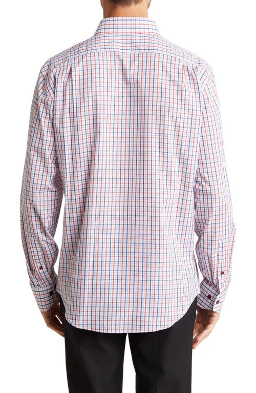 Shop Lorenzo Uomo Check Print Trim Fit Long Sleeve Cotton Button-up Shirt In White/navy/red