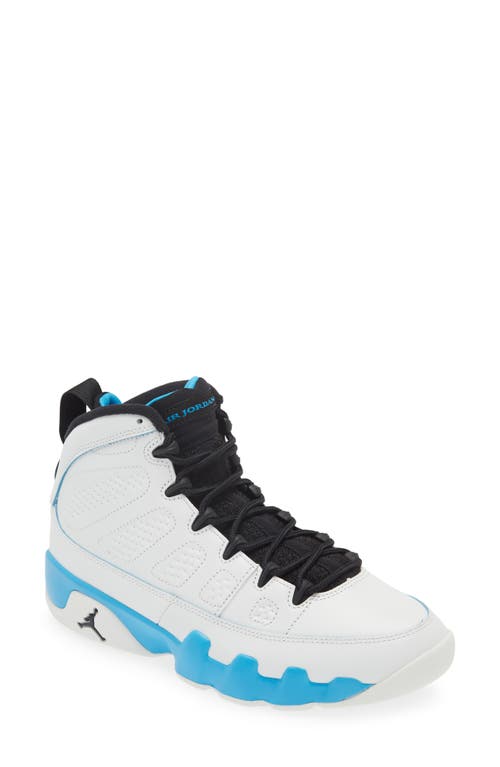 Air Jordan 9 Retro 'Powder Blue' High Top Sneaker in Summit White/Black/Dark Blue