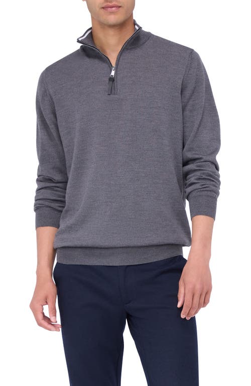 Shop Bugatchi Merino Wool Quarter Zip Pullover In Anthracite