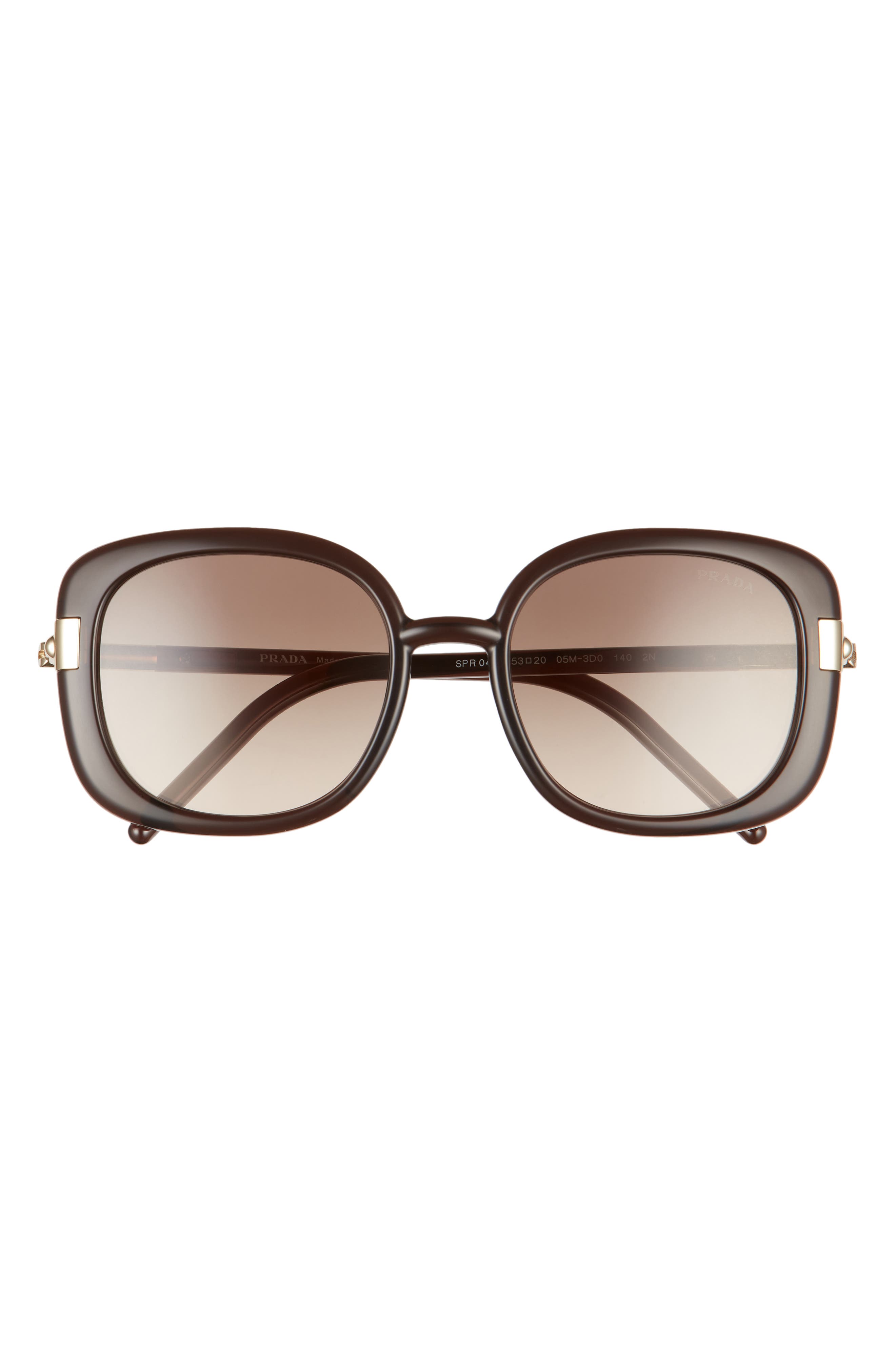 Prada Pillow 53mm Gradient Round Sunglasses in Dark Brown Crystal/Brown Grey at Nordstrom