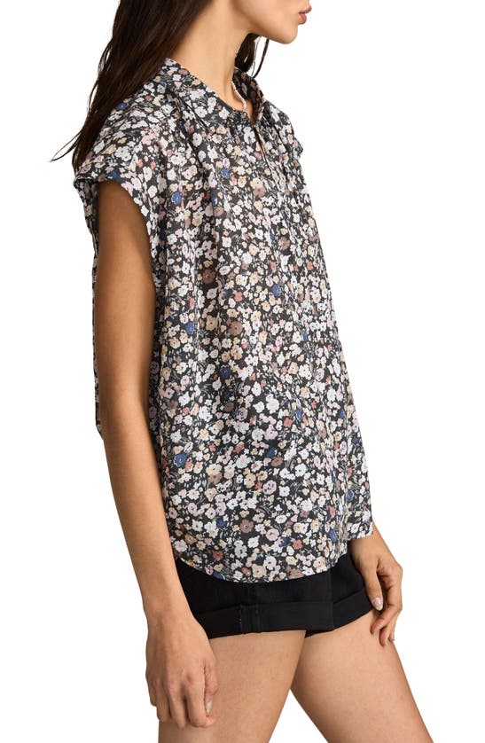 Shop Lucky Brand Floral Cotton Popover Top In Raven Multi