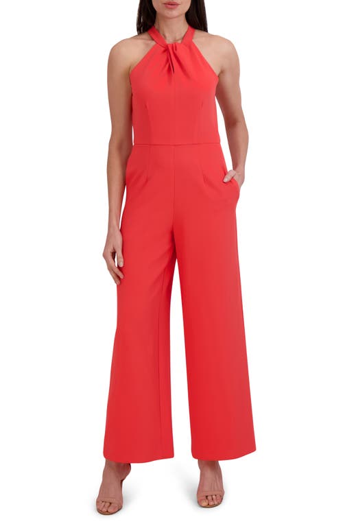 Shop Julia Jordan Halter Neck Wide Leg Jumpsuit In Coral Reef