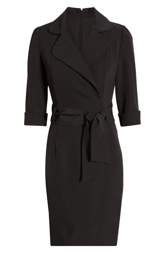 Black Halo Lucinda Faux Wrap Coat Dress In Black | ModeSens