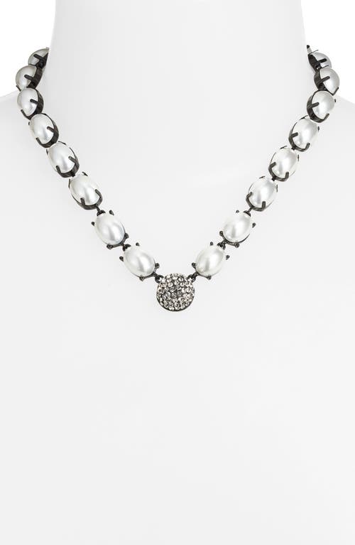 Shop Open Edit Imitation Pearl & Crystal Pavè Collar Necklace In Clear- White- Black