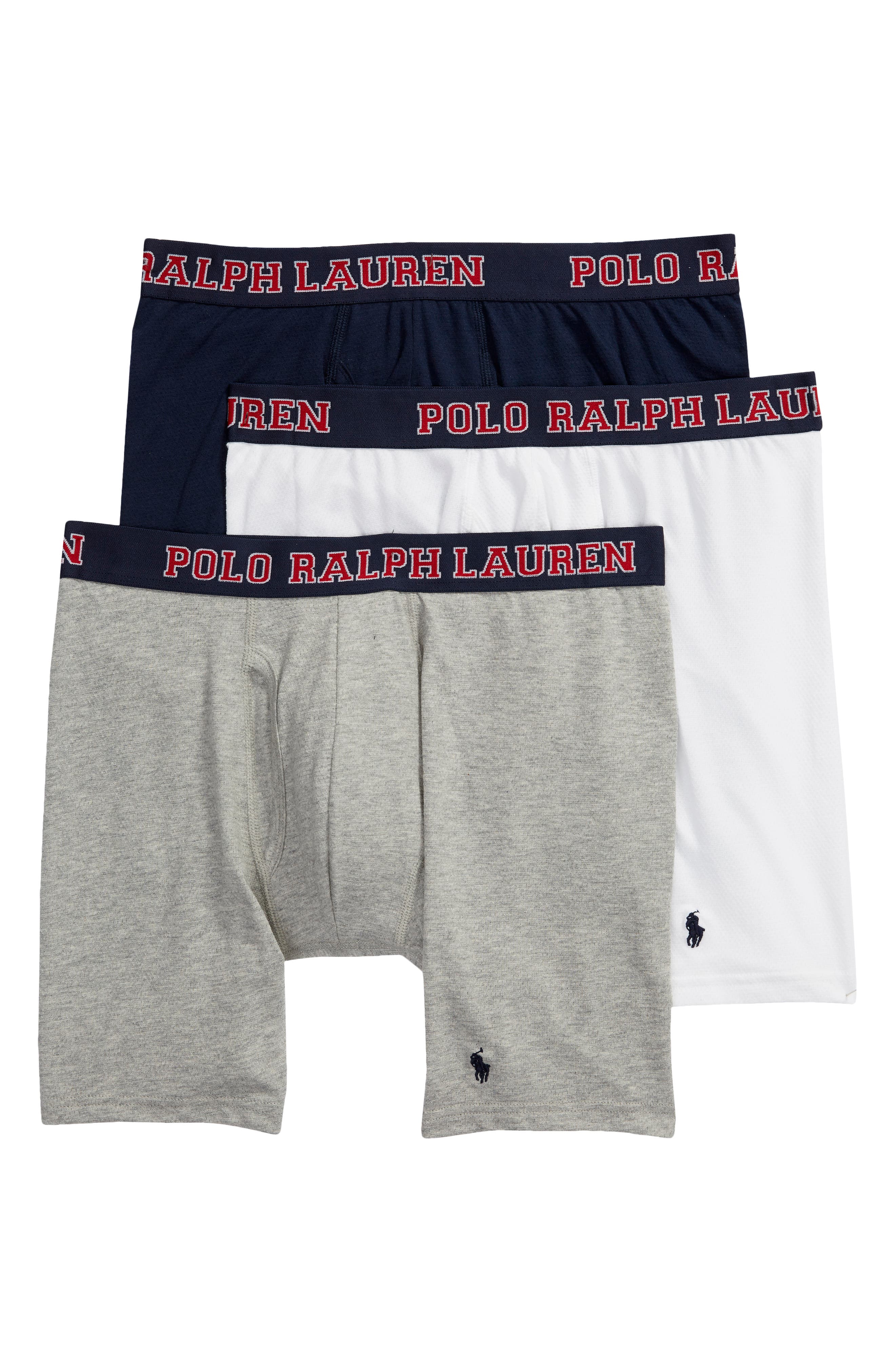 UPC 194164182907 product image for Men's Polo Ralph Lauren Assorted 3-Pack Cotton Blend Boxer Briefs, Size Large -  | upcitemdb.com