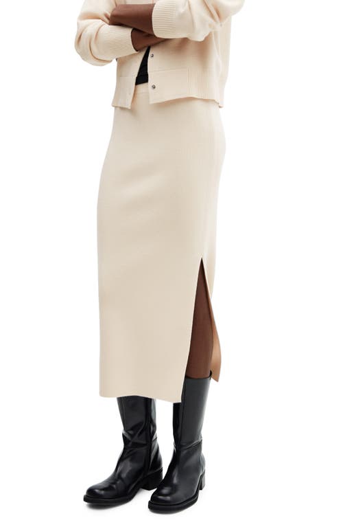 MANGO Nora Sweater Knit Midi Skirt Light Beige at Nordstrom,