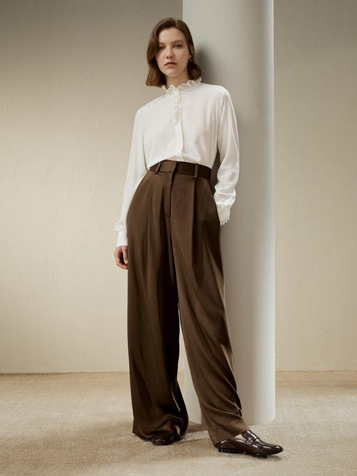 LILYSILK LILYSILK CRÊPE DE CHINE SILK BLOUSE WITH RUFFLE EDGE 