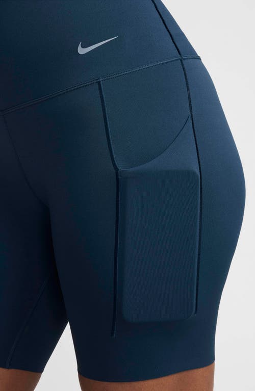 Shop Nike Dri-fit High Waist Bike Shorts In Armory Navy/black