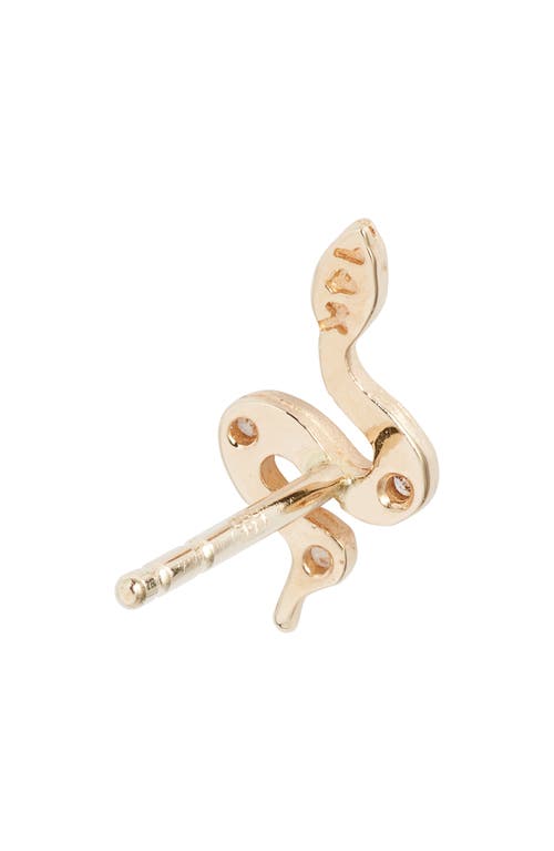 Shop Anzie Angie X Mel Soldera Single Snake Stud Earring In Yellow Gold/diamond