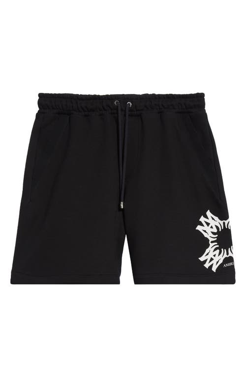 Shop Amiri Quad Logo Cotton Graphic Sweat Shorts In Black