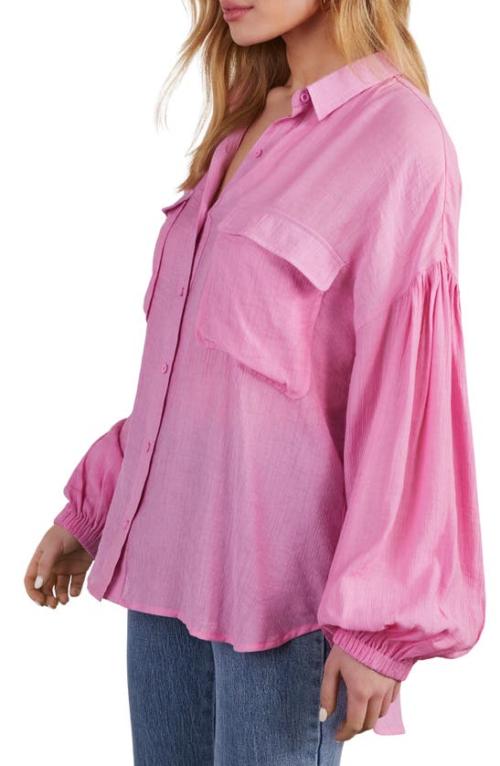 Shop Vici Collection Elowen Balloon Sleeve Button-up Shirt In Pink