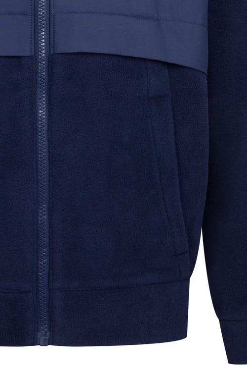 3 Brand Kids' Mixed Media Fleece Zip Hoodie In Midnight Navy