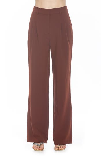 Alexia Admor Ellie Pleated Wide Leg Pants In Brown