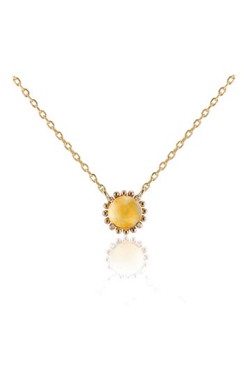 Shop House Of Frosted Stone Floral Necklace In Gold/citrine