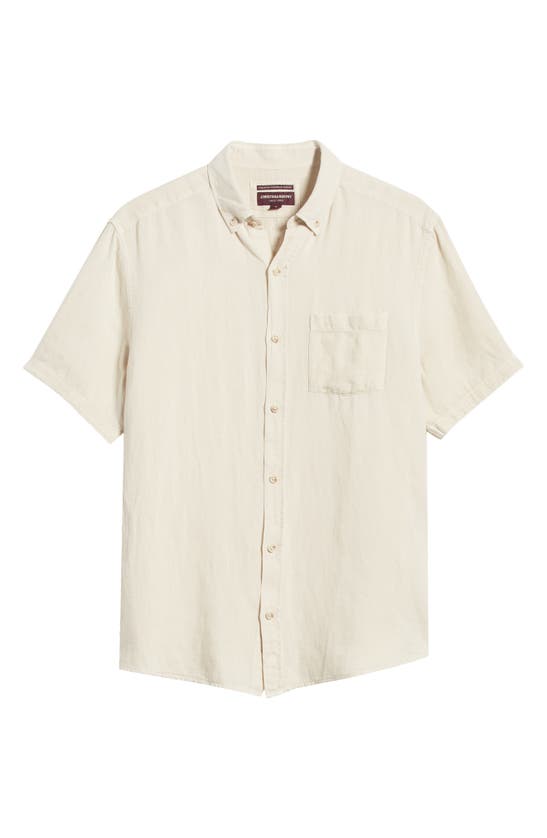 Johnston & Murphy Antique Dyed Linen Blend Short Sleeve Button-down Shirt In Light Gray