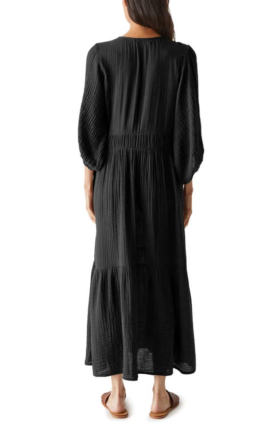 Shop Michael Stars Felicity Gauze Midi Dress In Black