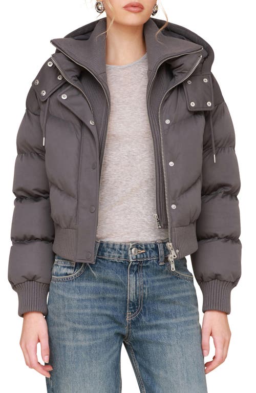 Shop Avec Les Filles Thermalpuff™ Crop Puffer Jacket With Rib Bib In Greige