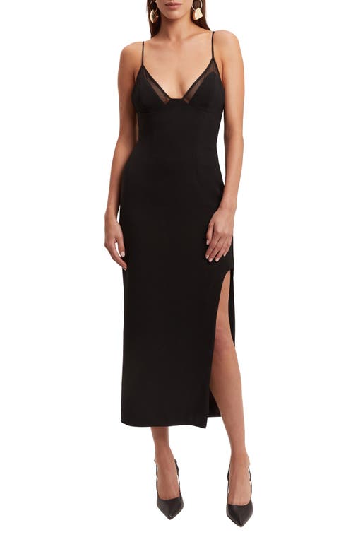 Bardot Rune Mesh Inset Midi Dress in Black at Nordstrom, Size 2