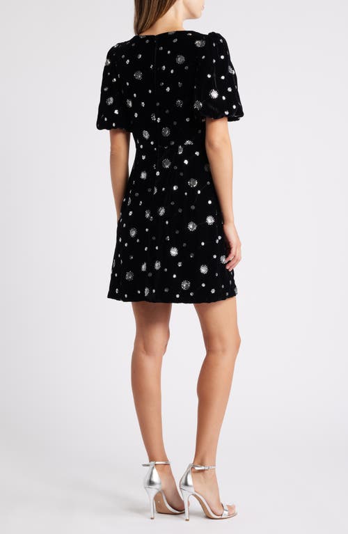 Eliza J V-neck Puff Sleeve Cocktail Dress In Black
