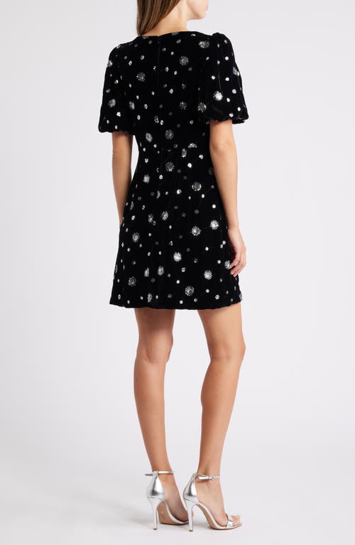 Shop Eliza J V-neck Puff Sleeve Cocktail Dress In Black