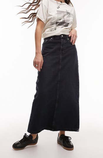 Topshop Denim Circle Maxi Skirt