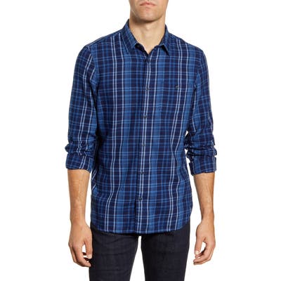 1901 Trim Fit Plaid Flannel Button-Up Sport Shirt, Blue