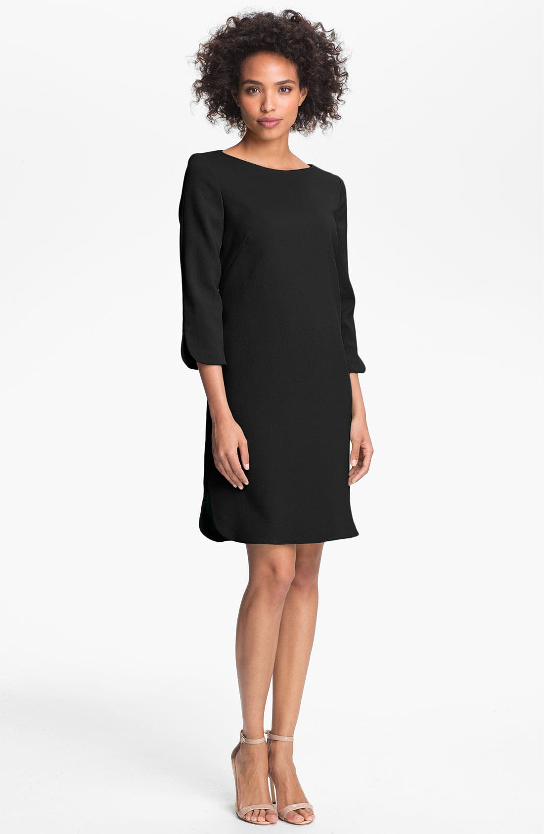 Eliza J Split Cuff Boatneck Shift Dress (Regular & Petite) Nordstrom