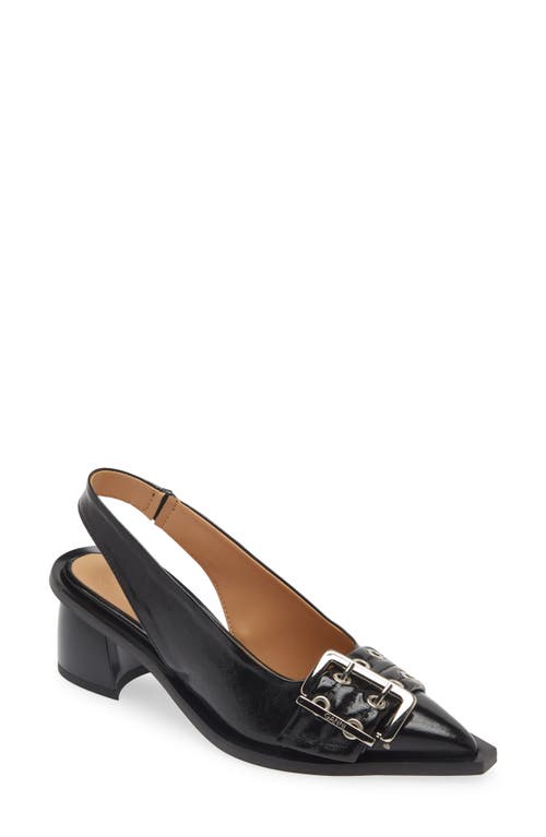 Double Prong Buckle Slingback Pump in Black