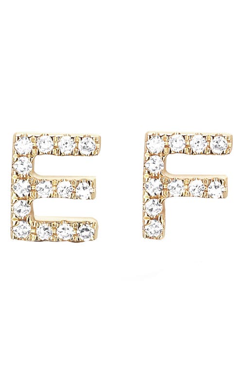 Ef Collection Diamond Initial Stud Earring In 14k Yellow Gold/e