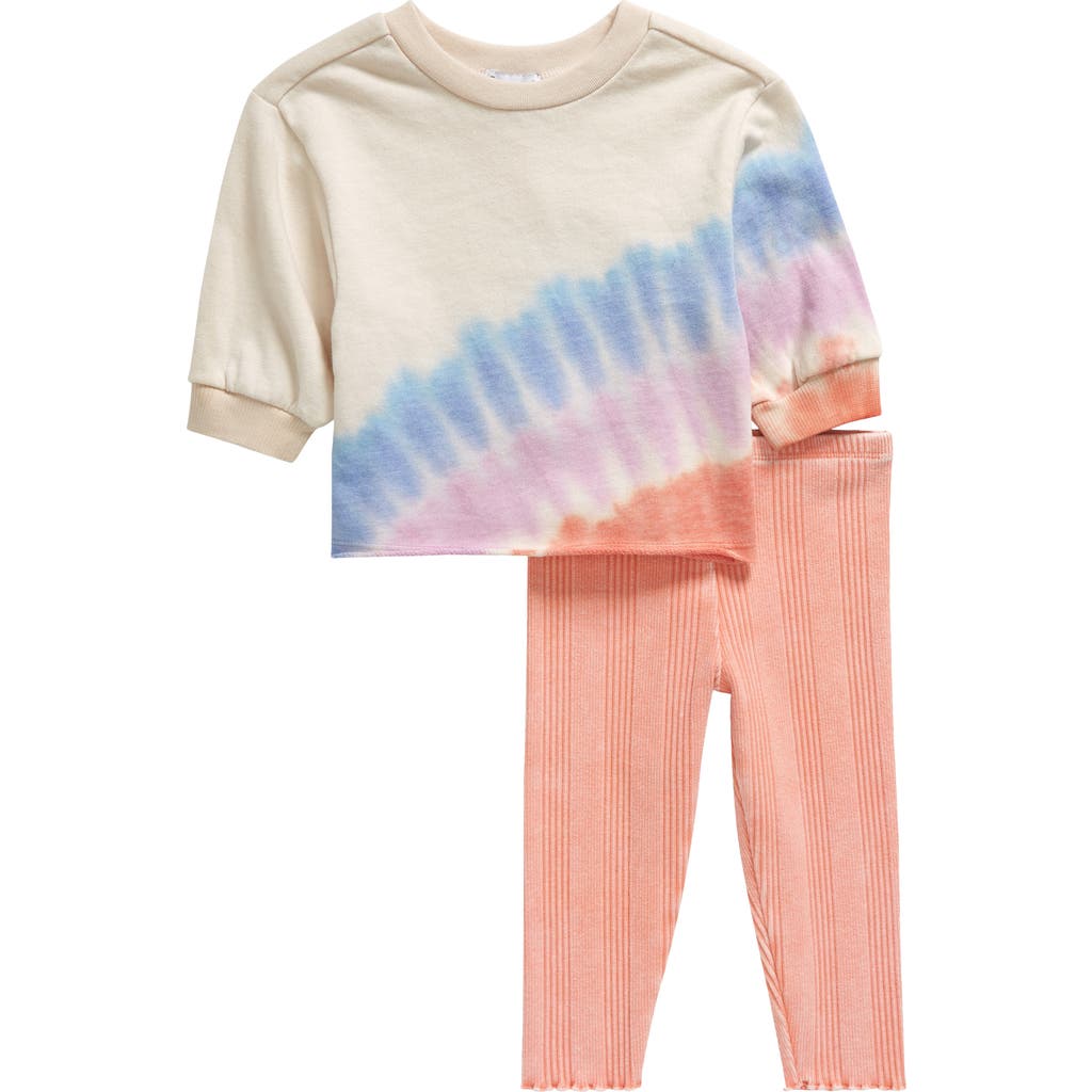 Splendid Sunset Tie Dye Sweatshirt & Rib Leggings Set In Sunset Tie Dye