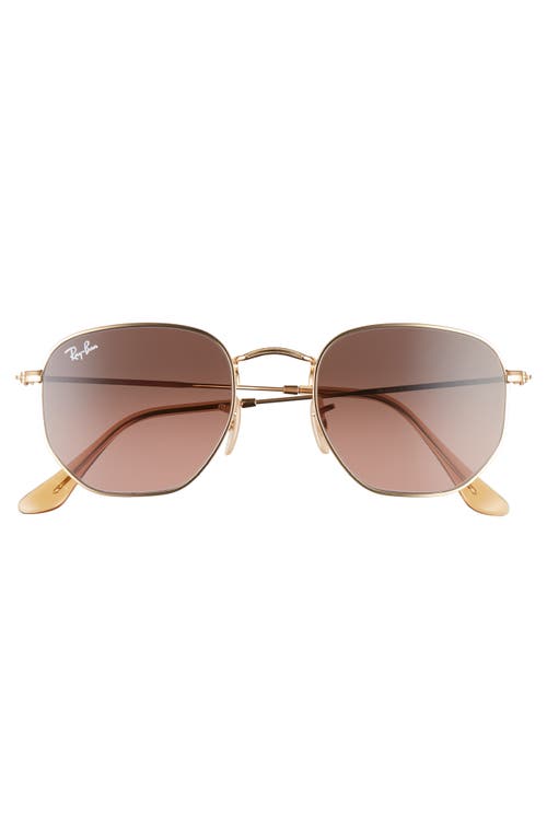 Ray Ban Ray-ban 51mm Geometric Sunglasses In Gold/brown Gradient