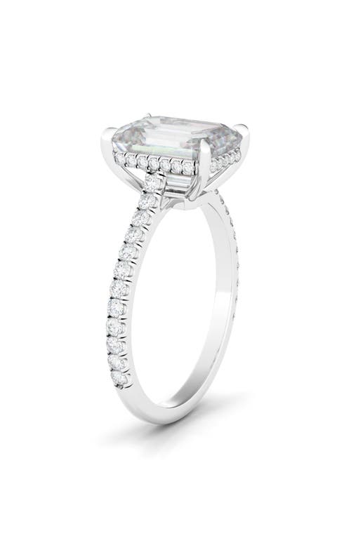 Hautecarat Emerald Cut & Pavé Lab Created Diamond 18k Gold Ring In 18k White Gold