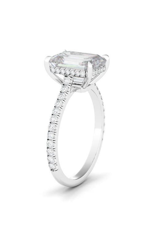 Shop Hautecarat Emerald Cut & Pavé Lab Created Diamond 18k Gold Ring In 18k White Gold