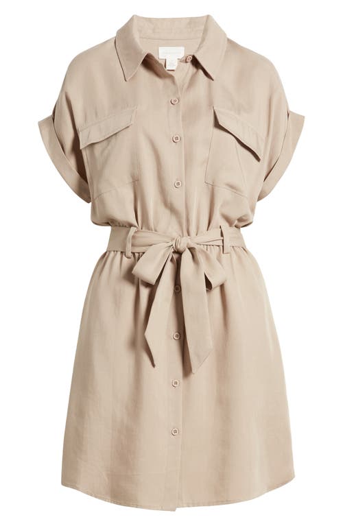 Shop Caslonr Caslon(r) Tie Waist Shirtdress In Tan