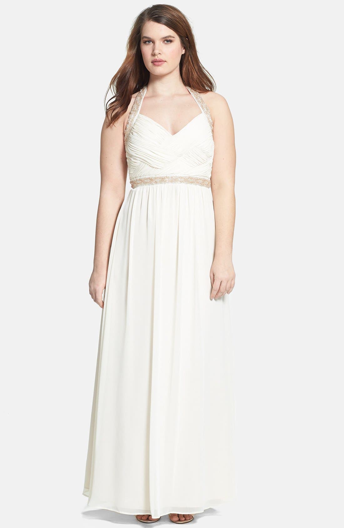 calvin klein satin halter gown