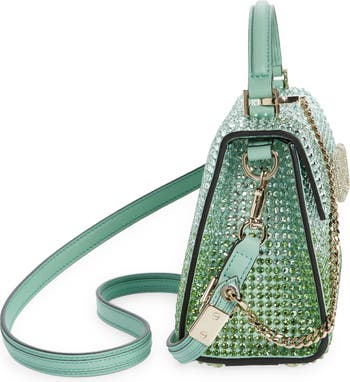 Valentino Garavani - Green V Logo Crystal Flap Shoulder Bag