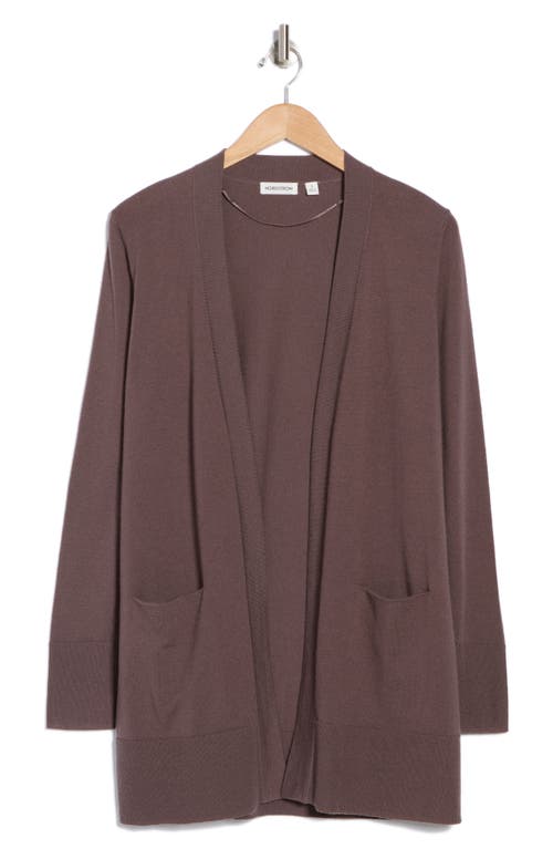 Nordstrom Open Front Cardigan In Grey Plum
