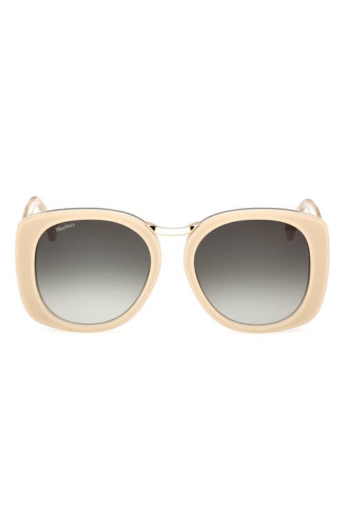 Max Mara 55mm Round Sunglasses in Ivory /Gradient Green at Nordstrom