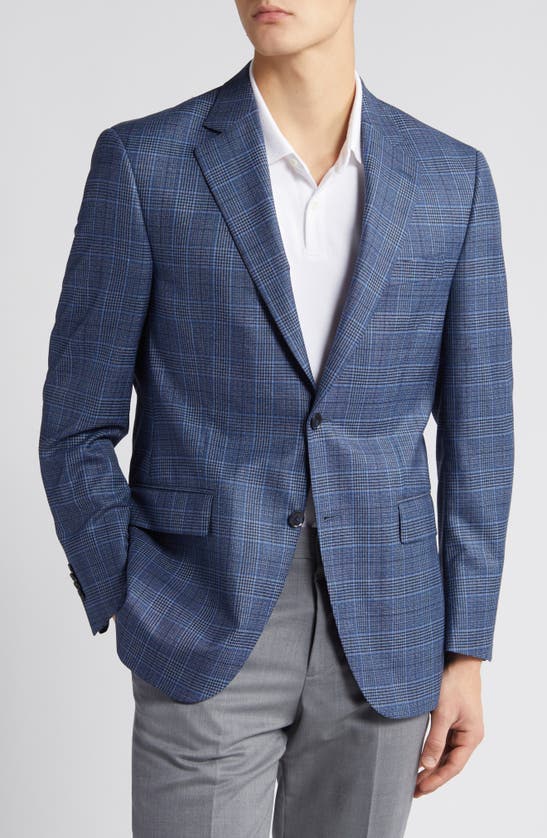 Peter Millar Tailored Fit Plaid Wool Sport Coat In Blue