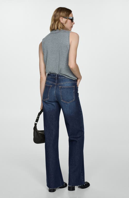Mango Wide Leg Jeans In Dark Blue