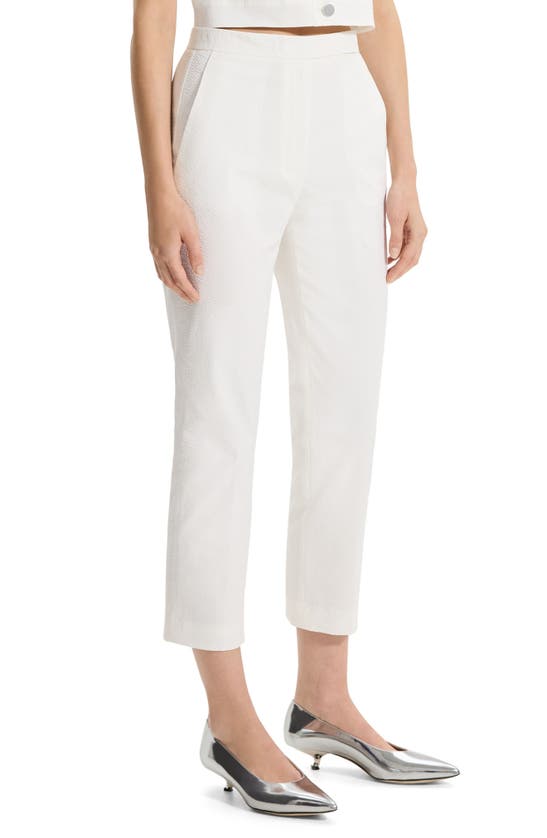 Shop Theory Seersucker Slim Crop Pants In White