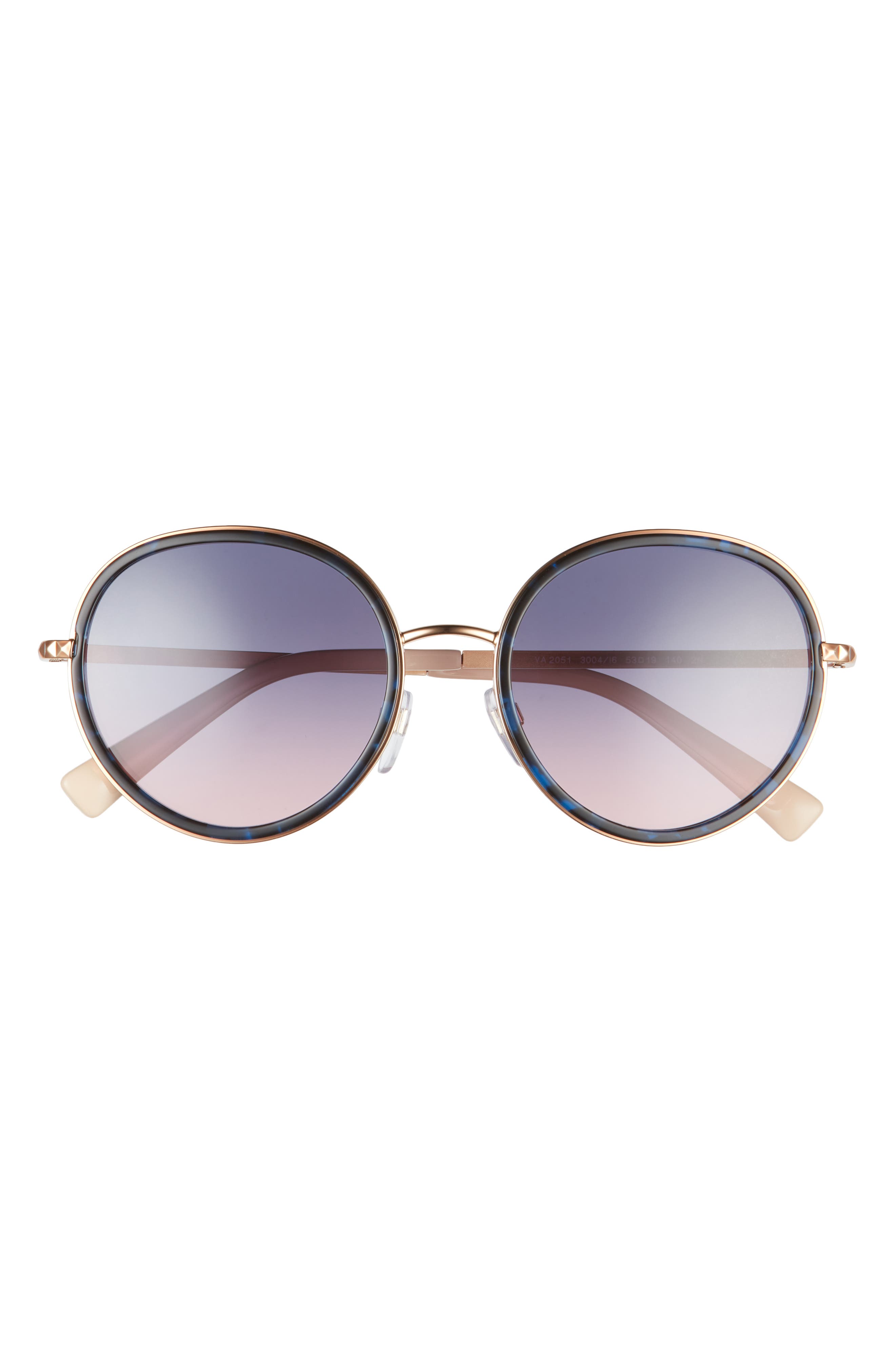 Valentino Phantos 53mm Sunglasses in Blue Havana/Gradient Blue at Nordstrom