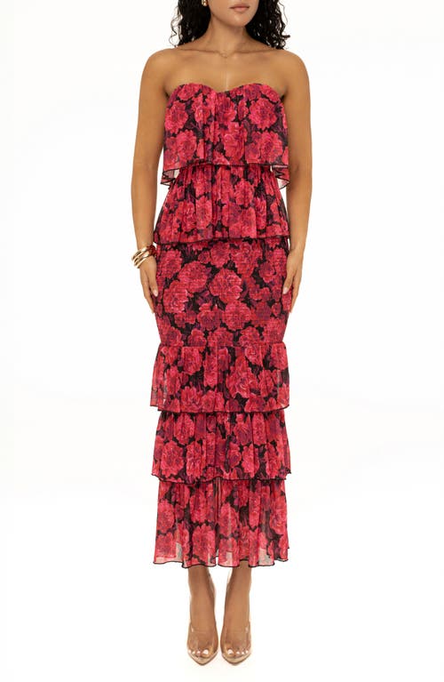 JLUXLABEL Casablanca Floral Tiered Ruffle Dress Pink at Nordstrom,