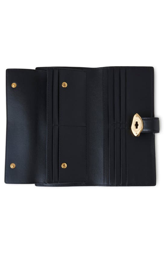 Shop Mulberry Lana Long High Gloss Leather Bifold Wallet In Black