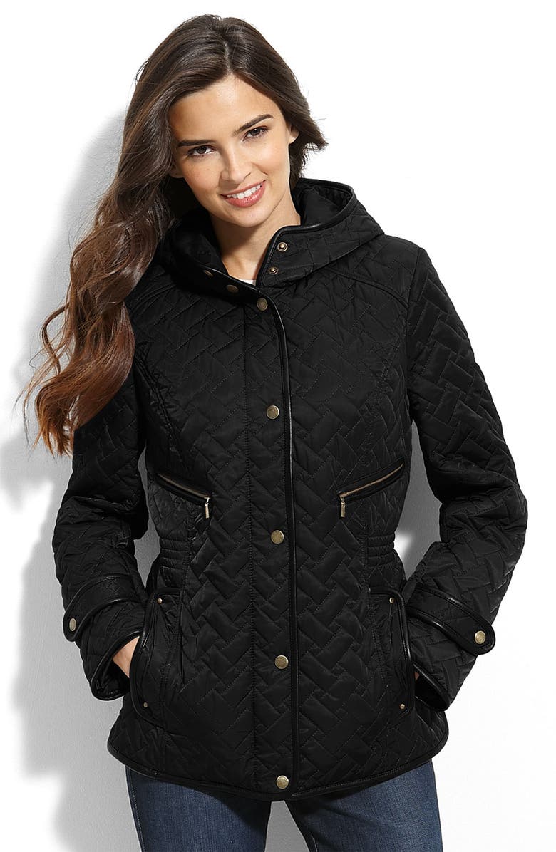 Cole Haan Quilted Snap Front Hooded Jacket | Nordstrom