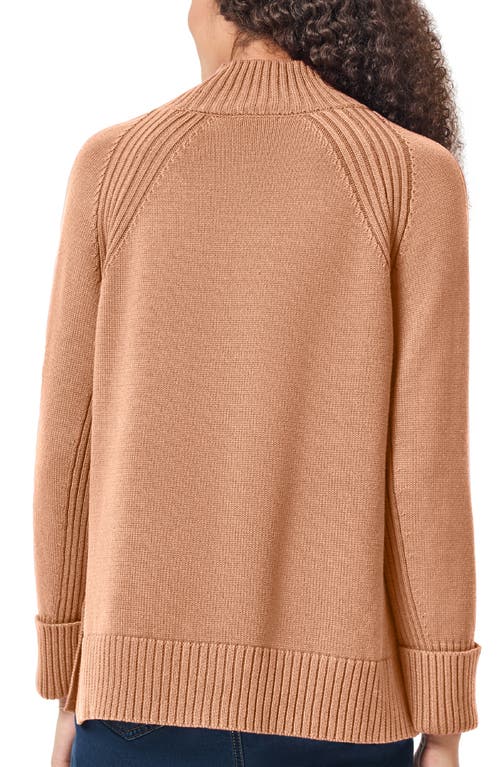 Shop Jones New York Mock Neck Cotton Blend Sweater In Caramel