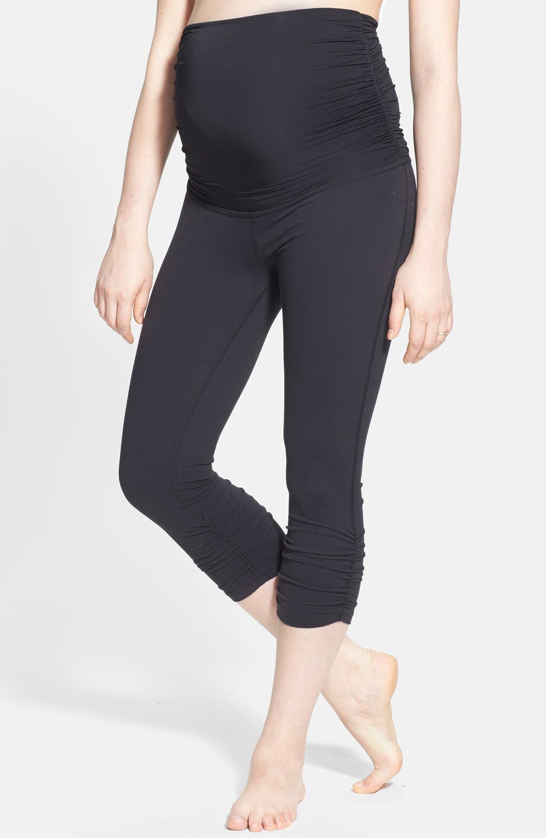 Beyond Yoga Foldover Shirred Maternity Capri Leggings Nordstrom