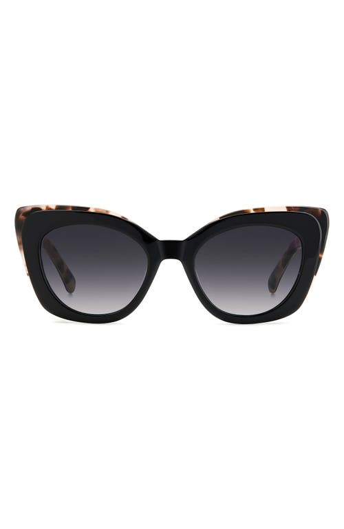 Kate Spade New York Marigolds 51mm Gradient Cat Eye Sunglasses In Black Pink Havana/gray Polar