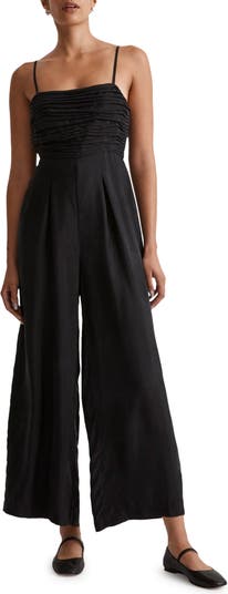 Ruched Crop Straight-Leg Jumpsuit