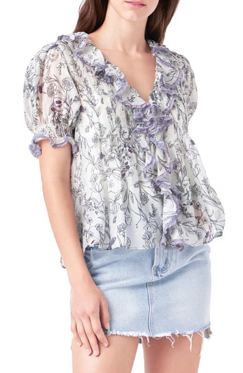 English Factory Floral Print Ruffle Top Multi at Nordstrom,